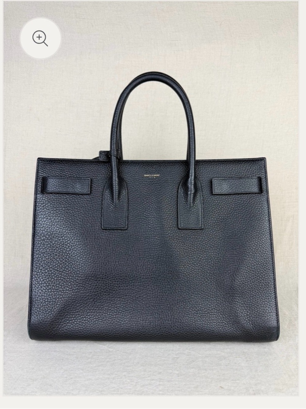 Saint Laurent Black Pebbled Leather Medium Sac de jour